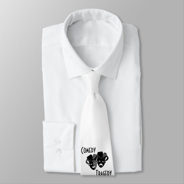 Comedy and Tragedy Theater Masks Neck Tie (Tied)