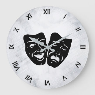 Comedy and Tragedy Theater Masks Numerals Large Clock