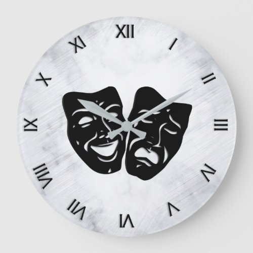 Comedy and Tragedy Theater Masks Numerals Large Clock