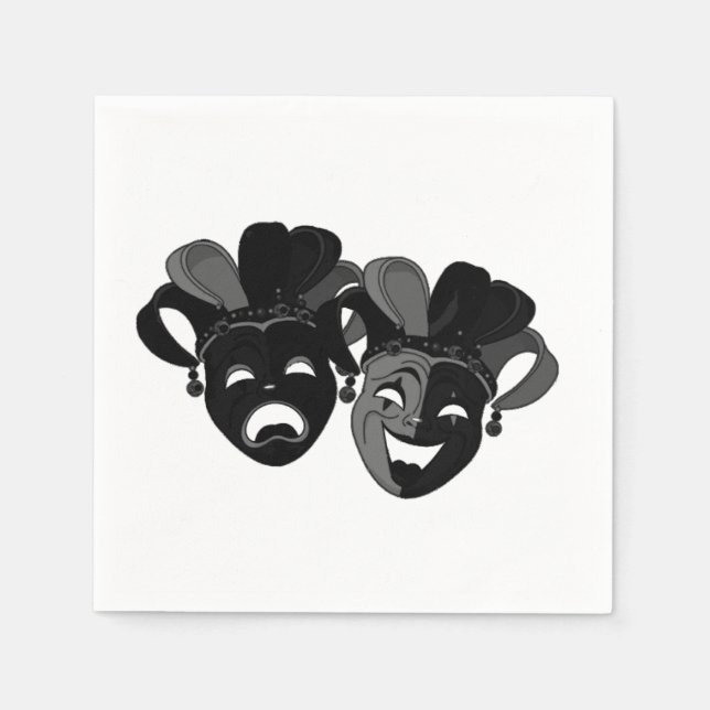Comedy and Tragedy Theater Masks Paper Napkins (Front)