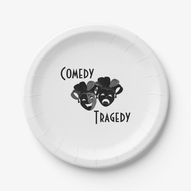 Comedy and Tragedy Theater Masks Paper Plates (Front)
