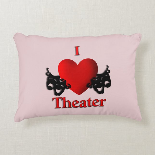 Comedy and Tragedy Theater Masks Pink Accent Pillow (Front)