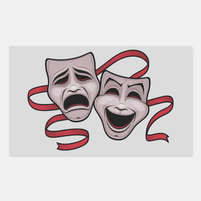 Comedy And Tragedy Theater Masks Rectangular Sticker (Front)