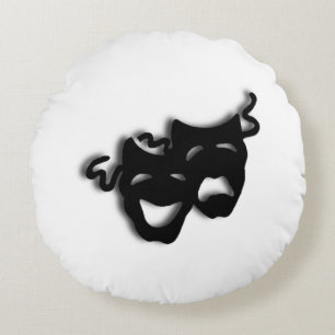 Comedy and Tragedy Theater Masks Round Pillow