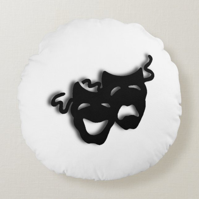 Comedy and Tragedy Theater Masks Round Pillow (Front)