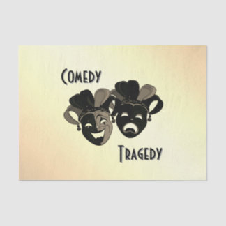 Comedy and Tragedy Theater Masks Sepia Tones Tissue Paper