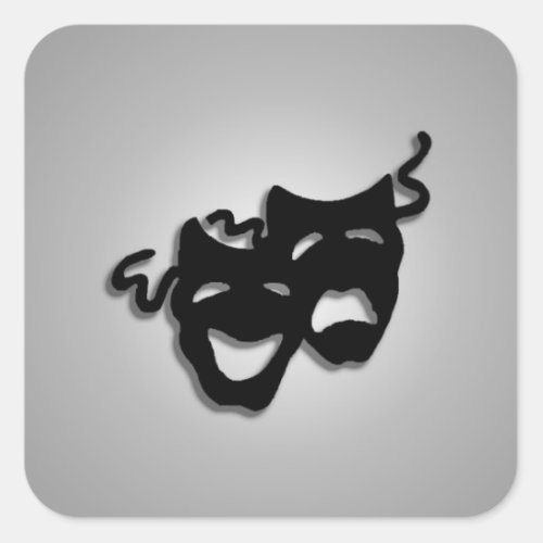 Comedy and Tragedy Theater Masks Square Sticker
