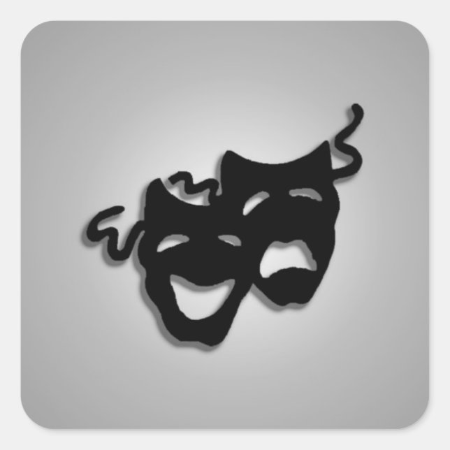Comedy and Tragedy Theater Masks Square Sticker (Front)