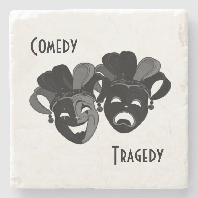 Comedy and Tragedy Theater Masks Stone Coaster (Front)