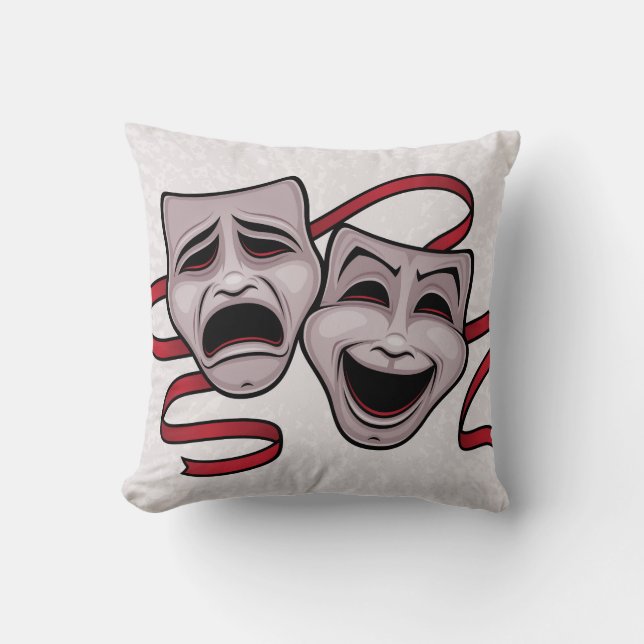 Comedy And Tragedy Theater Masks Throw Pillow (Front)