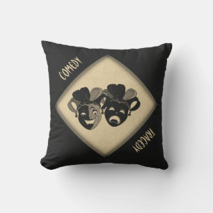 Comedy and Tragedy Theater Masks Throw Pillow