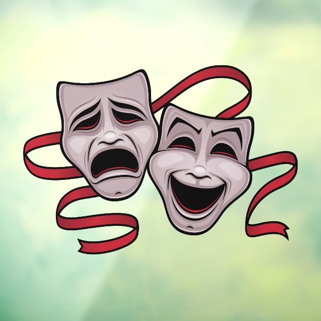 Comedy And Tragedy Theater Masks Window Cling (Sheet 3)