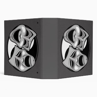 Comedy and Tragedy Theater Masks Yin Yang Design 3 Ring Binder