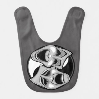 Comedy and Tragedy Theater Masks Yin Yang Design Baby Bib