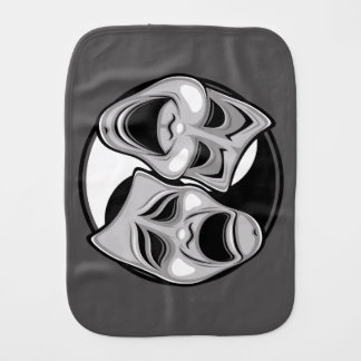 Comedy and Tragedy Theater Masks Yin Yang Design Baby Burp Cloth