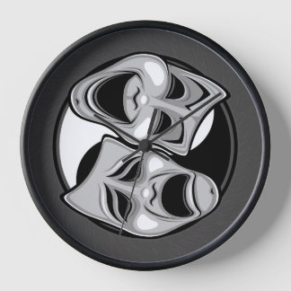 Comedy and Tragedy Theater Masks Yin Yang Design Clock