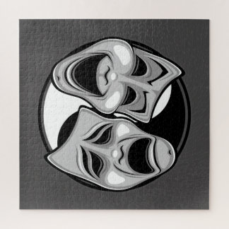 Comedy and Tragedy Theater Masks Yin Yang Design Jigsaw Puzzle