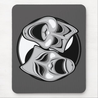 Comedy and Tragedy Theater Masks Yin Yang Design Mouse Pad