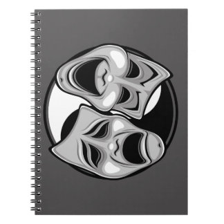 Comedy and Tragedy Theater Masks Yin Yang Design Notebook