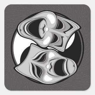 Comedy and Tragedy Theater Masks Yin Yang Design Square Sticker