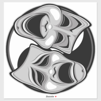 Comedy and Tragedy Theater Masks Yin Yang Design Sticker
