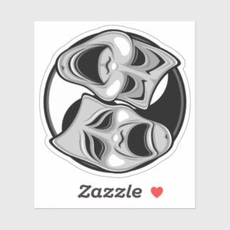 Comedy and Tragedy Theater Masks Yin Yang Design Sticker