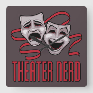Comedy And Tragedy Theater Nerd Square Wall Clock