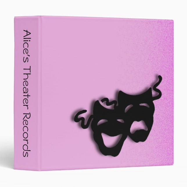 Comedy and Tragedy Theater Pink Custom Binder (Front/Spine)