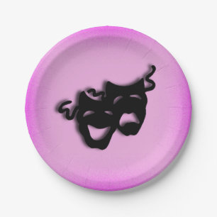 Comedy and Tragedy Theater Pink Paper Plates