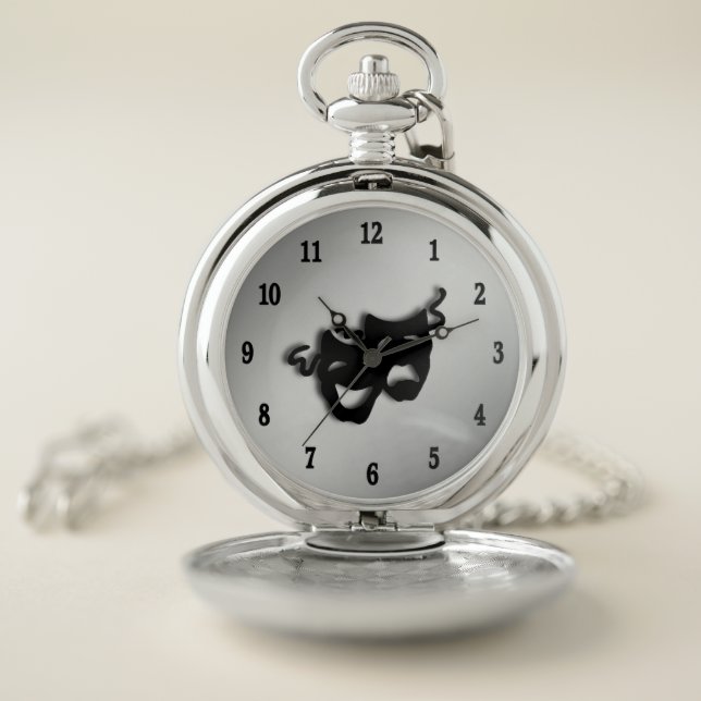 Comedy and Tragedy Theater Silver Pocket Watch (Inside)