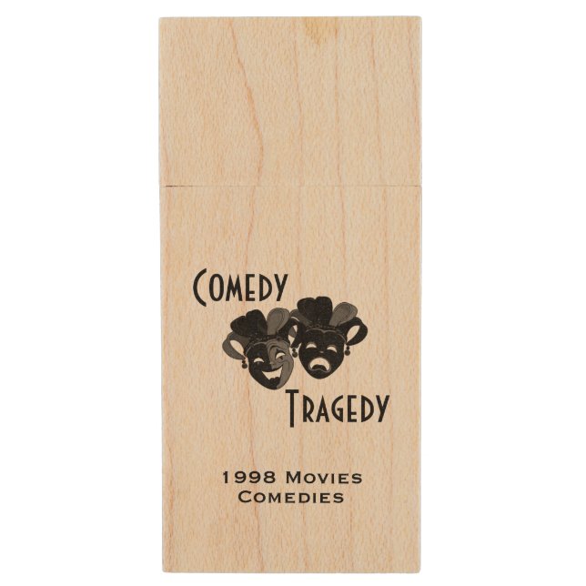 Comedy and Tragedy Theater Wood Flash Drive (Front Vertical)