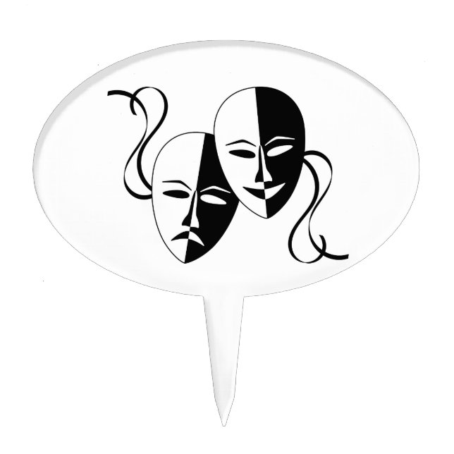 Comedy and Tragedy Theatre Masks/Faces Cake Topper (Front)