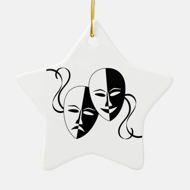 Comedy and Tragedy Theatre Masks/Faces Ceramic Ornament (Front)