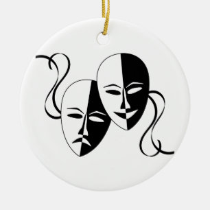 Comedy and Tragedy Theatre Masks/Faces Ceramic Ornament