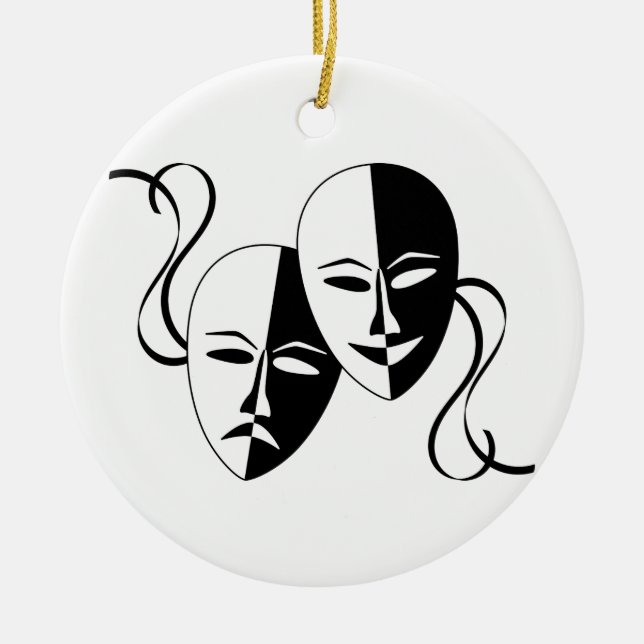 Comedy and Tragedy Theatre Masks/Faces Ceramic Ornament (Front)