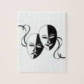 Comedy/Tragedy Black and White Theatre Mask Jigsaw Puzzle