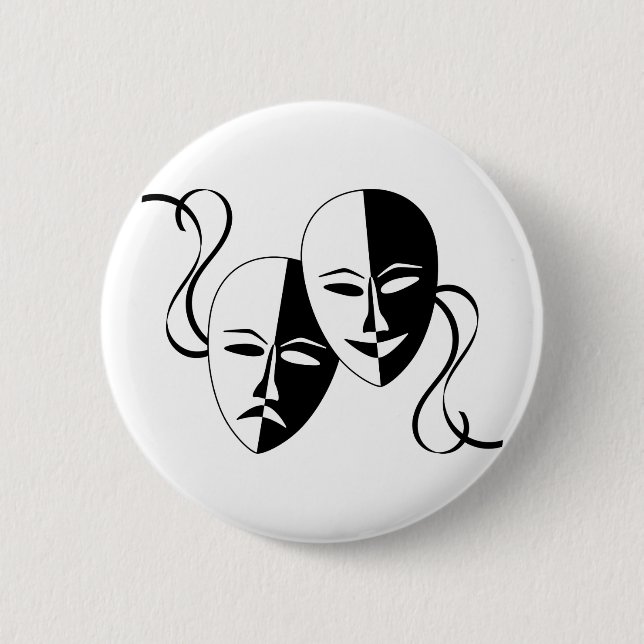 Comedy and Tragedy Theatre Masks/Faces Pinback Button (Front)