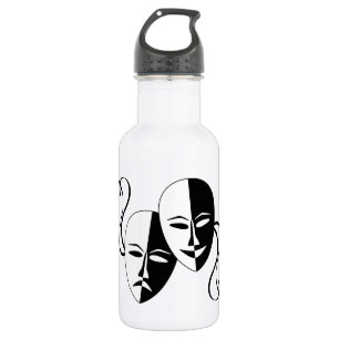 Comedy and Tragedy Theatre Masks/Faces Stainless Steel Water Bottle