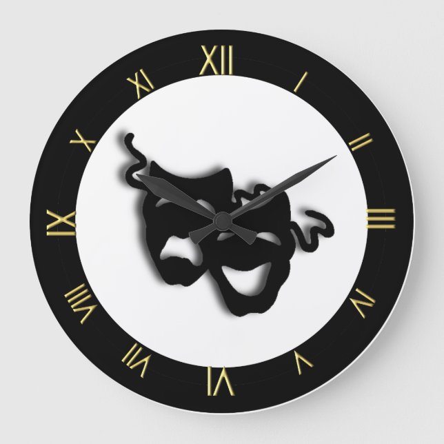 Comedy and Tragedy Unique Theater Wall Clock (Front)