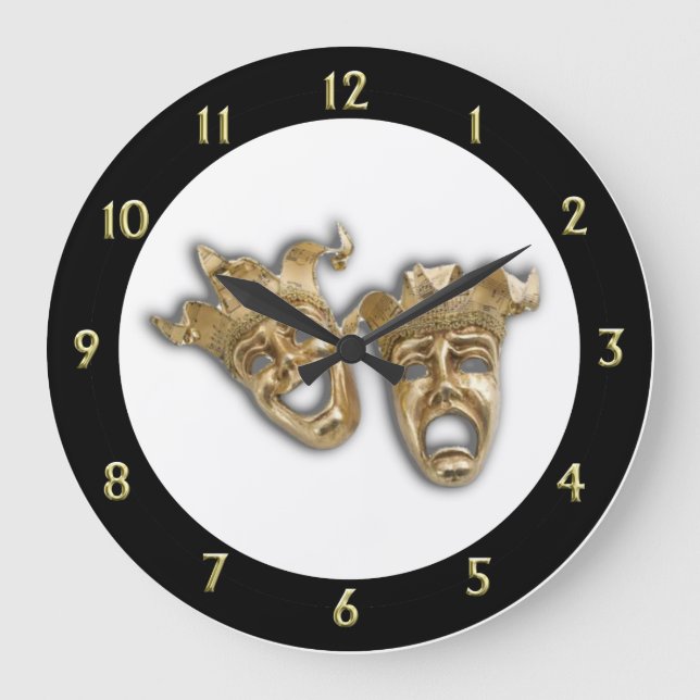 Comedy and Tragedy Unique Theatre Large Clock (Front)