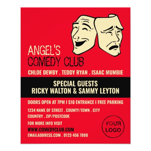 Comedy Masks Comedian Comedy Club Advertising Flyer