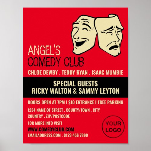 Comedy Masks Comedian Comedy Club Advertising Poster