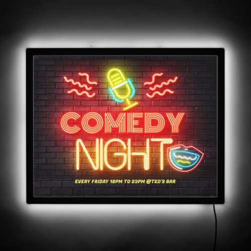 Comedy Night Club Stand Up Mic Neon   LED Sign