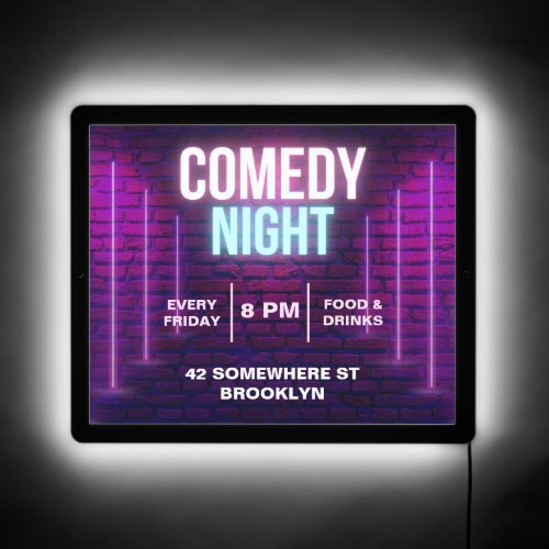 Comedy Night Neon Illuminated Sign Pink