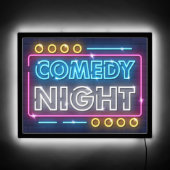 Comedy Night Neon Sign Look Yellow And Blue (Front)
