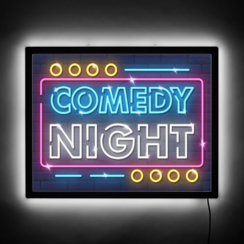 Comedy Night Neon Sign Look  Yellow And Blue
