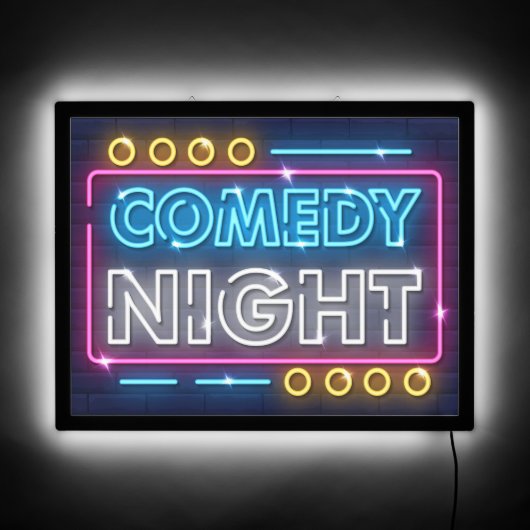Comedy Night Neon Sign Look  Yellow And Blue (Front)
