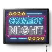 Comedy Night Neon Sign Look  Yellow And Blue (Lights Off)