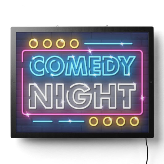 Comedy Night Neon Sign Look Yellow And Blue (Lights Off)