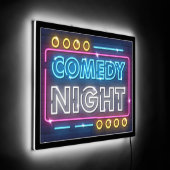 Comedy Night Neon Sign Look  Yellow And Blue (Angle)